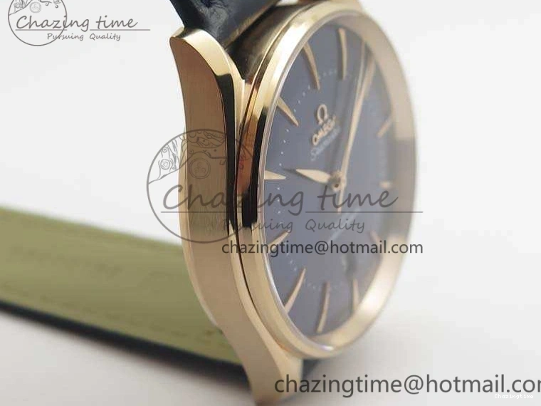 0414 Snug Seamaster Edizione Venezia RG Best Edition Blue Dial On Leather Strap A 8126